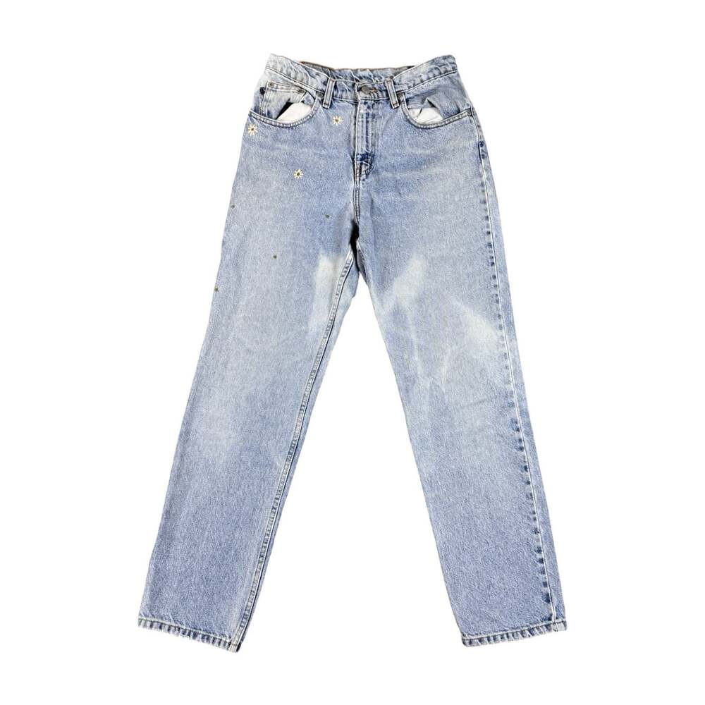 Vintage Women’s Ralph Lauren Flower Embroidered Light Wash Distressed Jeans 29